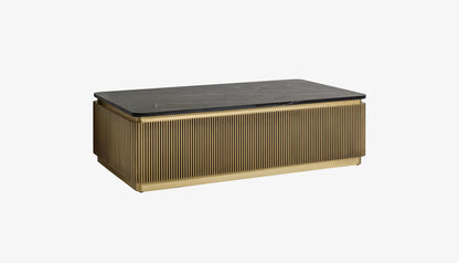 Ironville Rectangular Coffee Table in Black Marble Top & Gold Finish