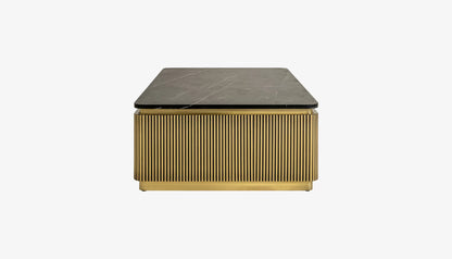 Ironville Rectangular Coffee Table in Black Marble Top & Gold Finish
