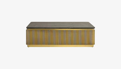 Ironville Rectangular Coffee Table in Black Marble Top & Gold Finish