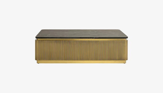 Ironville Rectangular Coffee Table in Black Marble Top & Gold Finish
