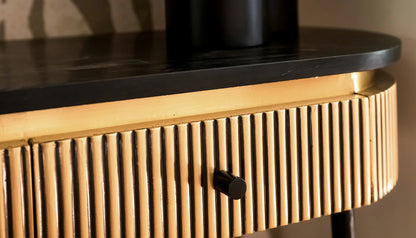 Ironville Medium Console Table in Black Marble Top & Gold Finish