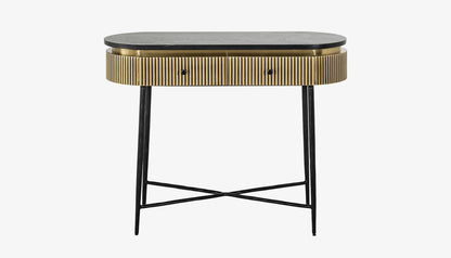 Ironville Medium Console Table in Black Marble Top & Gold Finish
