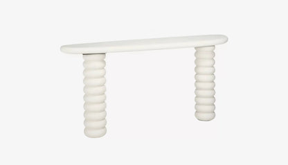 Bloomstone Curved Console Table in Light Eco Plaster Finish