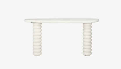 Bloomstone Curved Console Table in Light Eco Plaster Finish