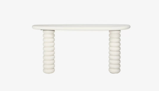 Bloomstone Curved Console Table in Light Eco Plaster Finish