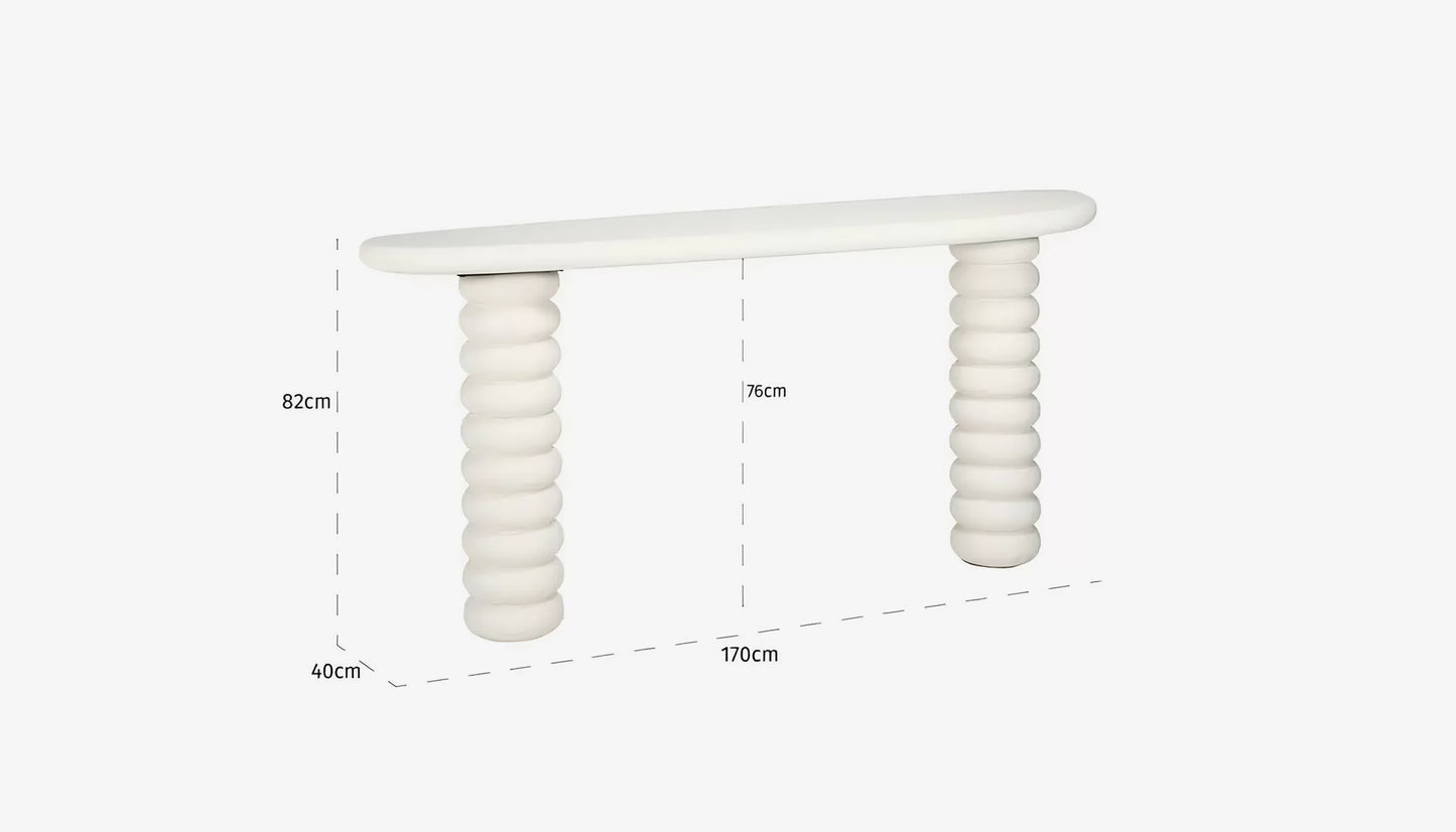 Bloomstone Curved Console Table in Light Eco Plaster Finish