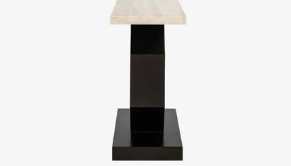 Avalon Console Table in Travertine & Bronze Finish