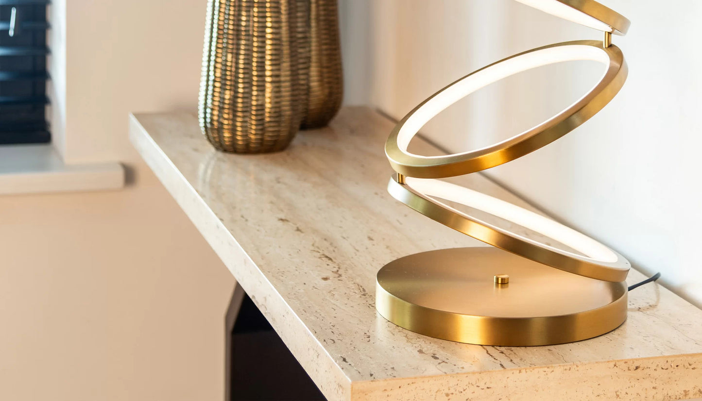 Avalon Console Table in Travertine & Bronze Finish