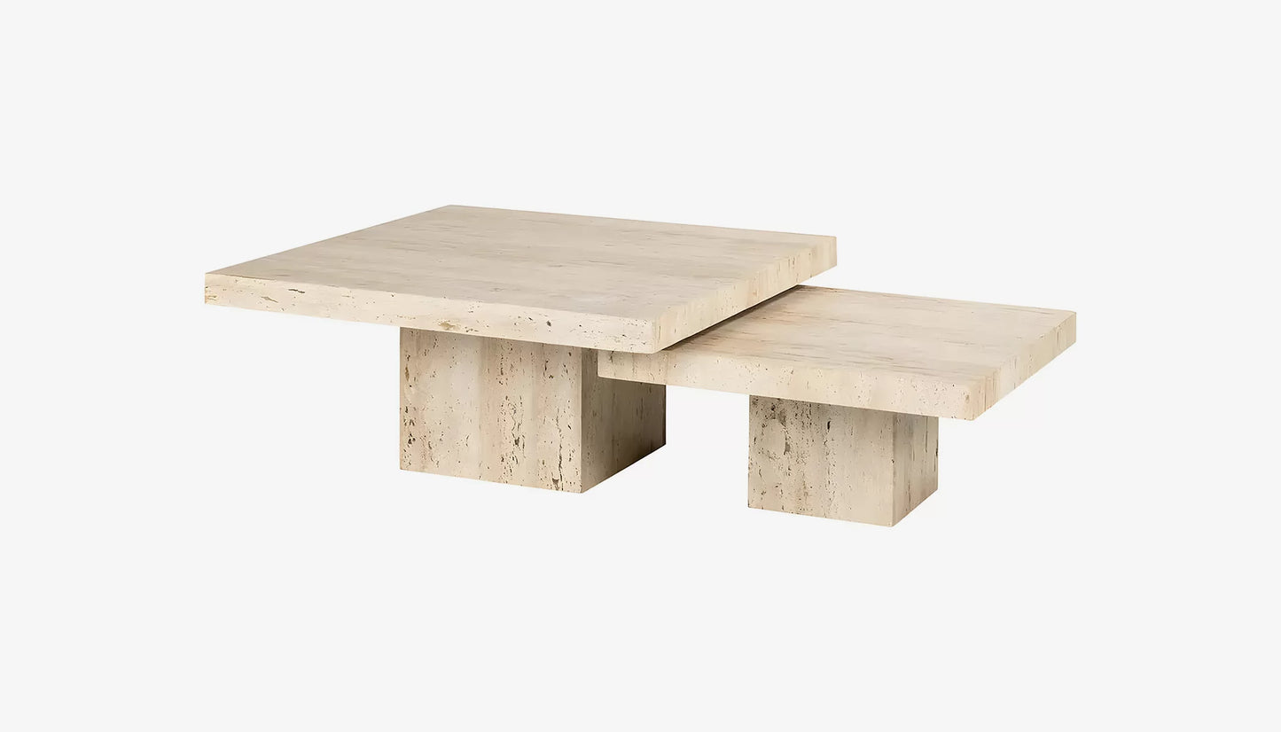 La Cantera Set of 2 Coffee Tables in Travertine