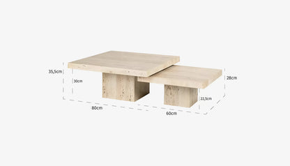 La Cantera Set of 2 Coffee Tables in Travertine