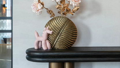 Macaron Console Table in Black Rustic Oak & Brushed Bras