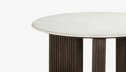 Mayfield Round Coffee Table in Morchana Marble Top & Dark Mango Base