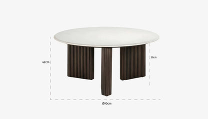 Mayfield Round Coffee Table in Morchana Marble Top & Dark Mango Base