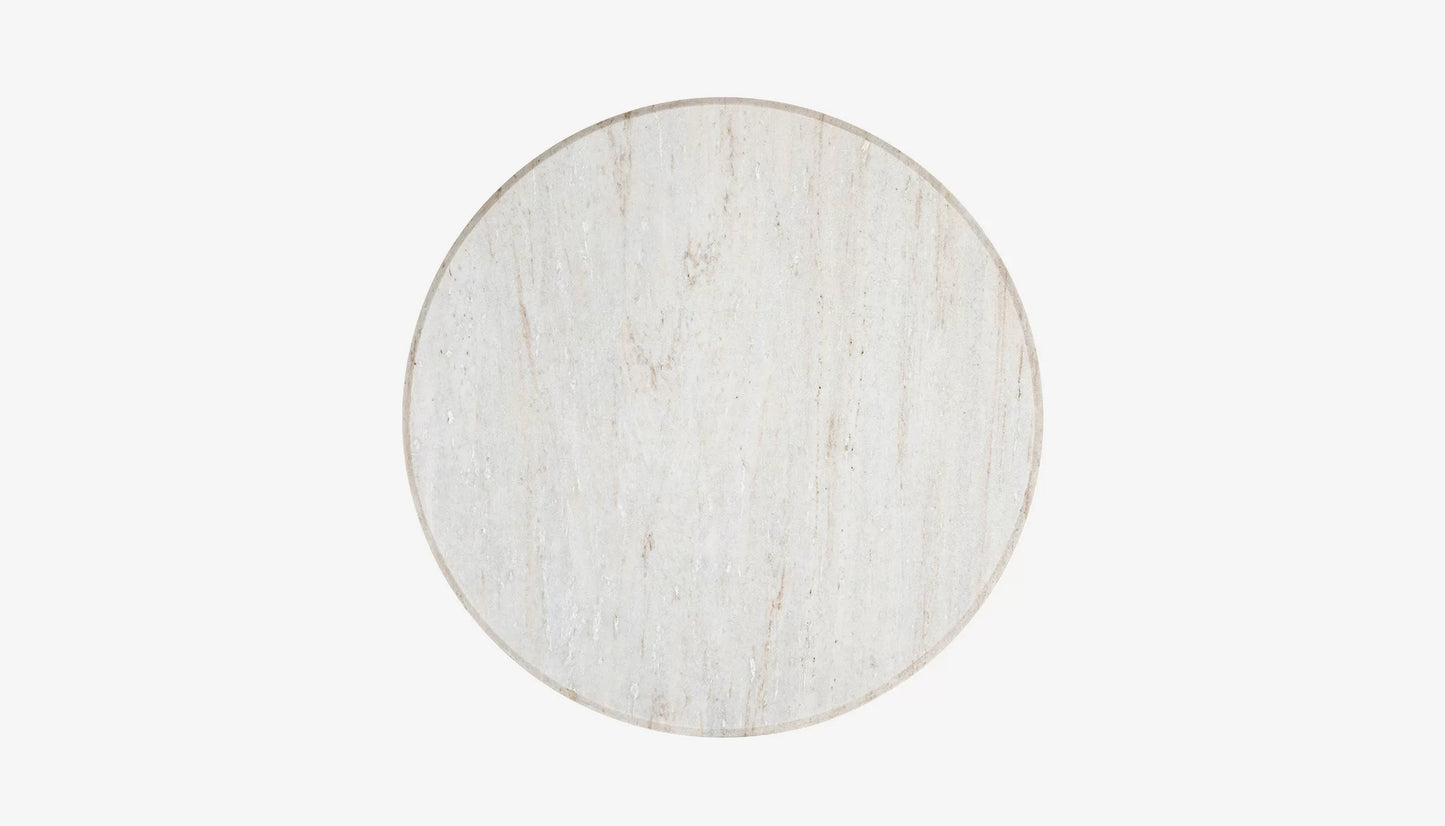 Mayfield Round Coffee Table in Morchana Marble Top & Dark Mango Base
