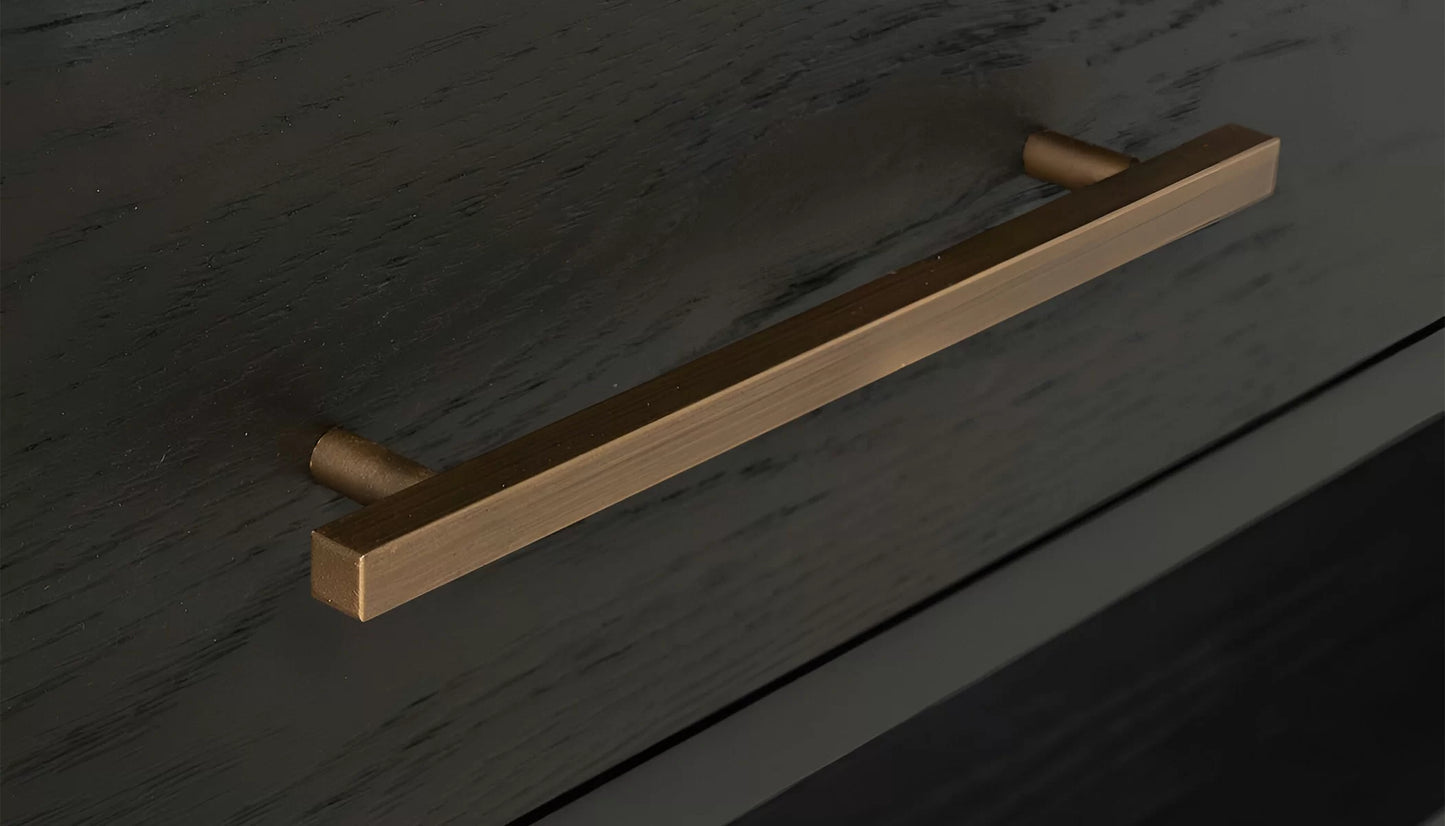 Cambon Wide Tv Unit in Dark Coffee Oak & Brushed Gold Finish