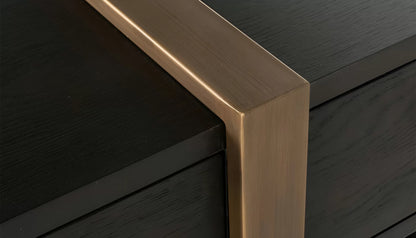 Cambon Wide Tv Unit in Dark Coffee Oak & Brushed Gold Finish