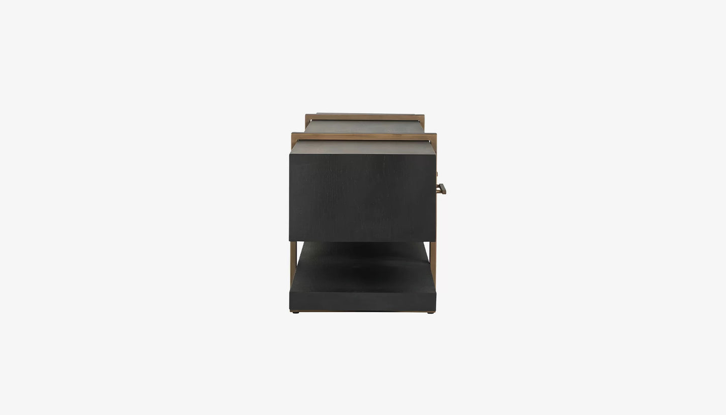Cambon Wide Tv Unit in Dark Coffee Oak & Brushed Gold Finish
