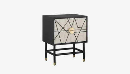 Novas Bedside Table in Bone Front & Dark Mango Wood
