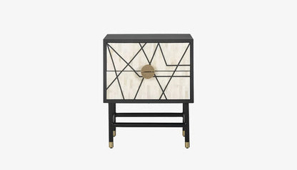 Novas Bedside Table in Bone Front & Dark Mango Wood