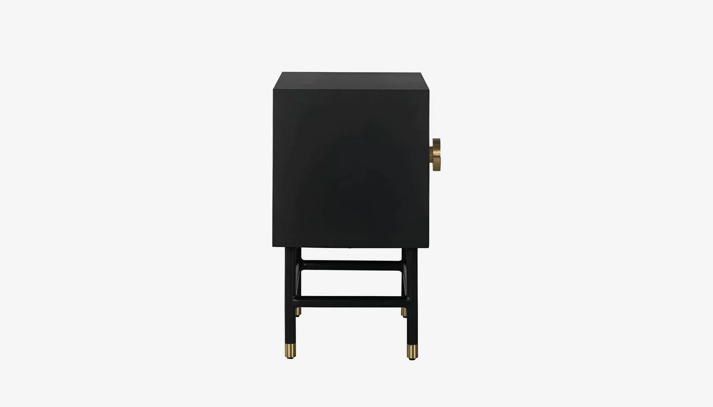 Novas Bedside Table in Bone Front & Dark Mango Wood