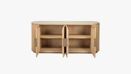 Belfort Large Sideboard in Natural Oak & Brass Finish