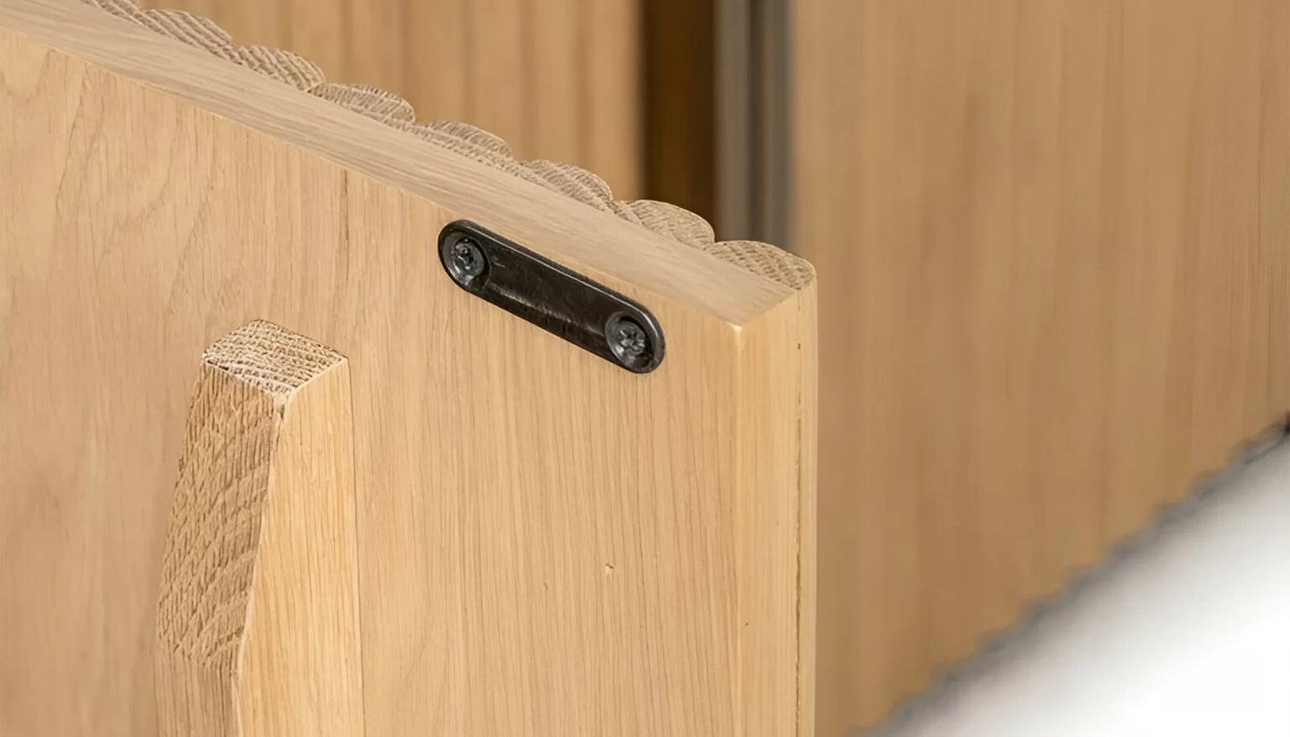 Belfort Tv Unit in Natural Oak & Brass Finish