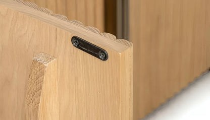 Belfort Tv Unit in Natural Oak & Brass Finish