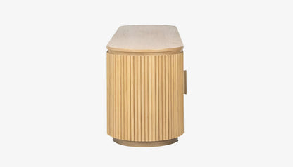 Belfort Tv Unit in Natural Oak & Brass Finish
