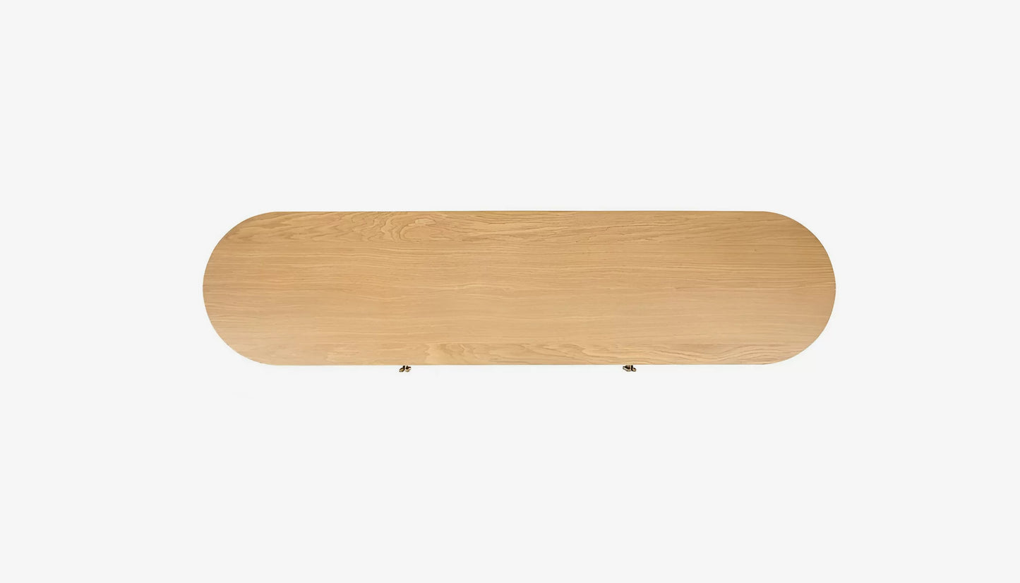 Belfort Tv Unit in Natural Oak & Brass Finish