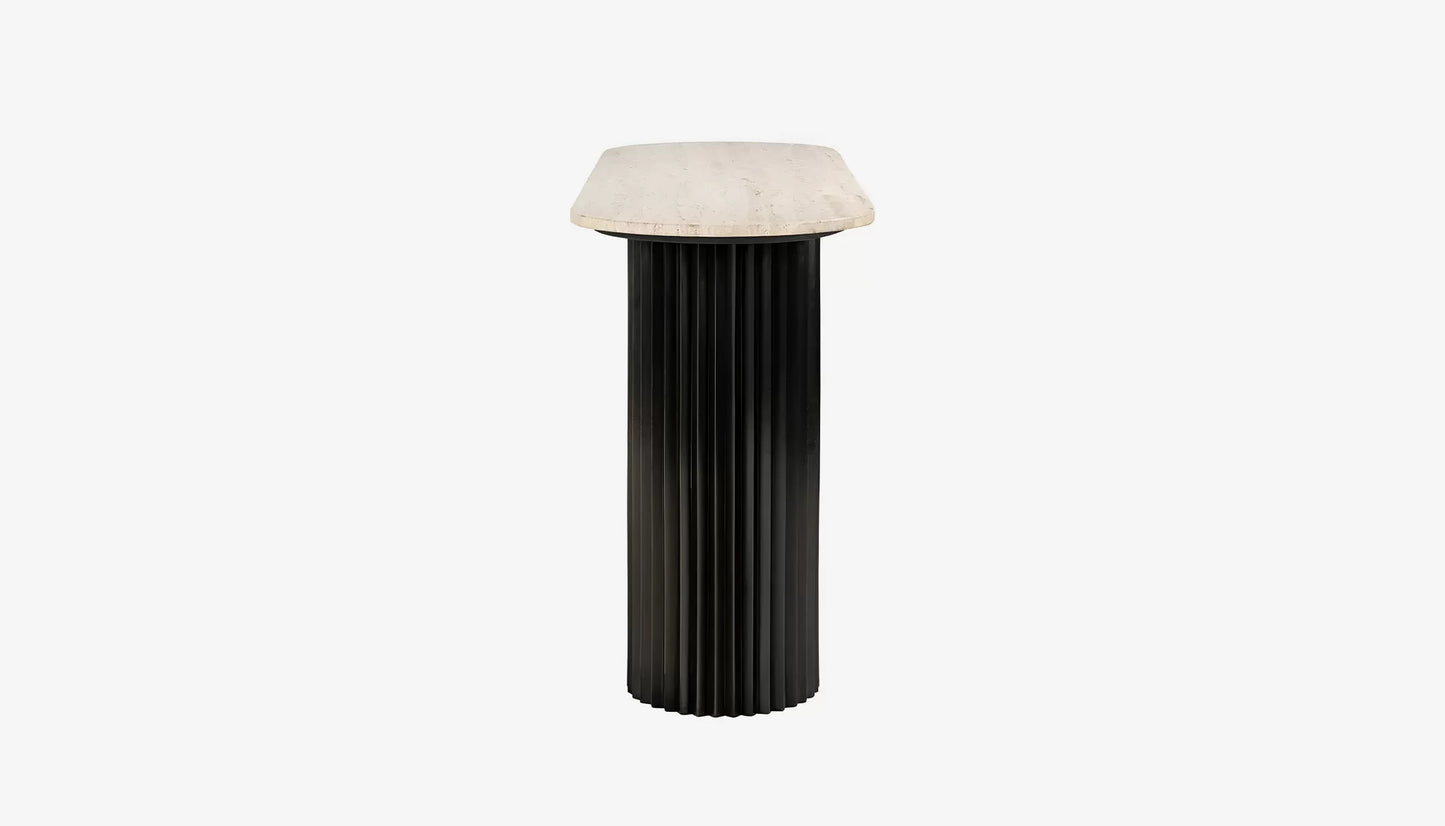 Hampton Console Table in Travertine Top & Black Base