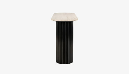 Hampton Console Table in Travertine Top & Black Base