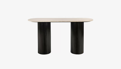 Hampton Console Table in Travertine Top & Black Base