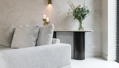 Hampton Console Table in Travertine Top & Black Base
