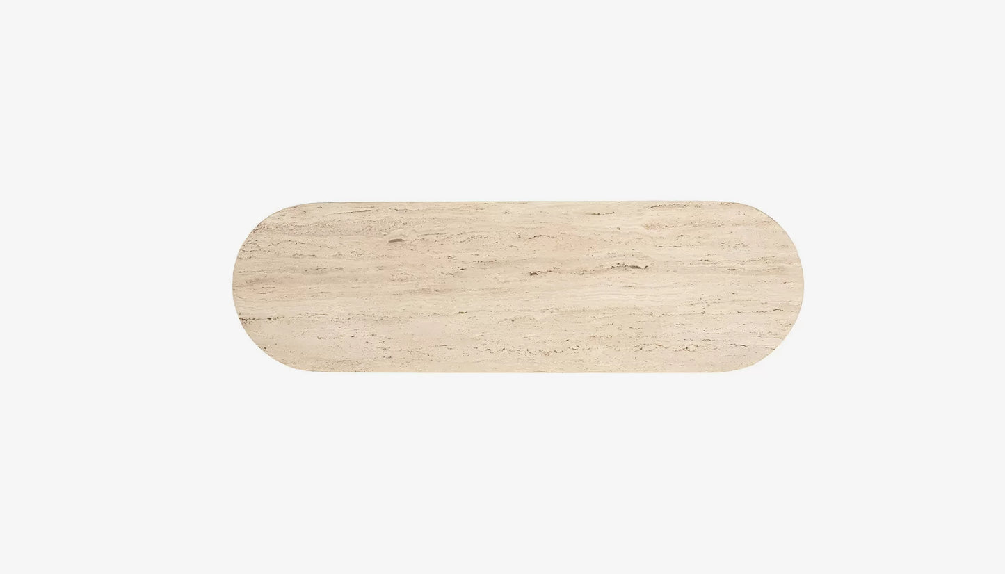 Hampton Console Table in Travertine Top & Black Base