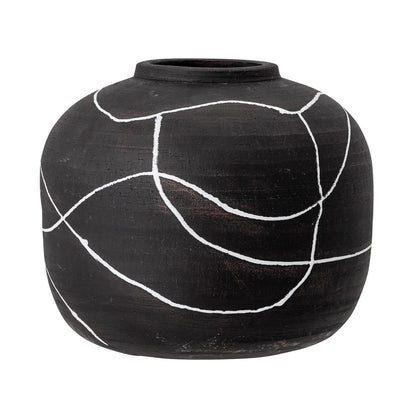 Niza Deco Vase, Black, Terracotta