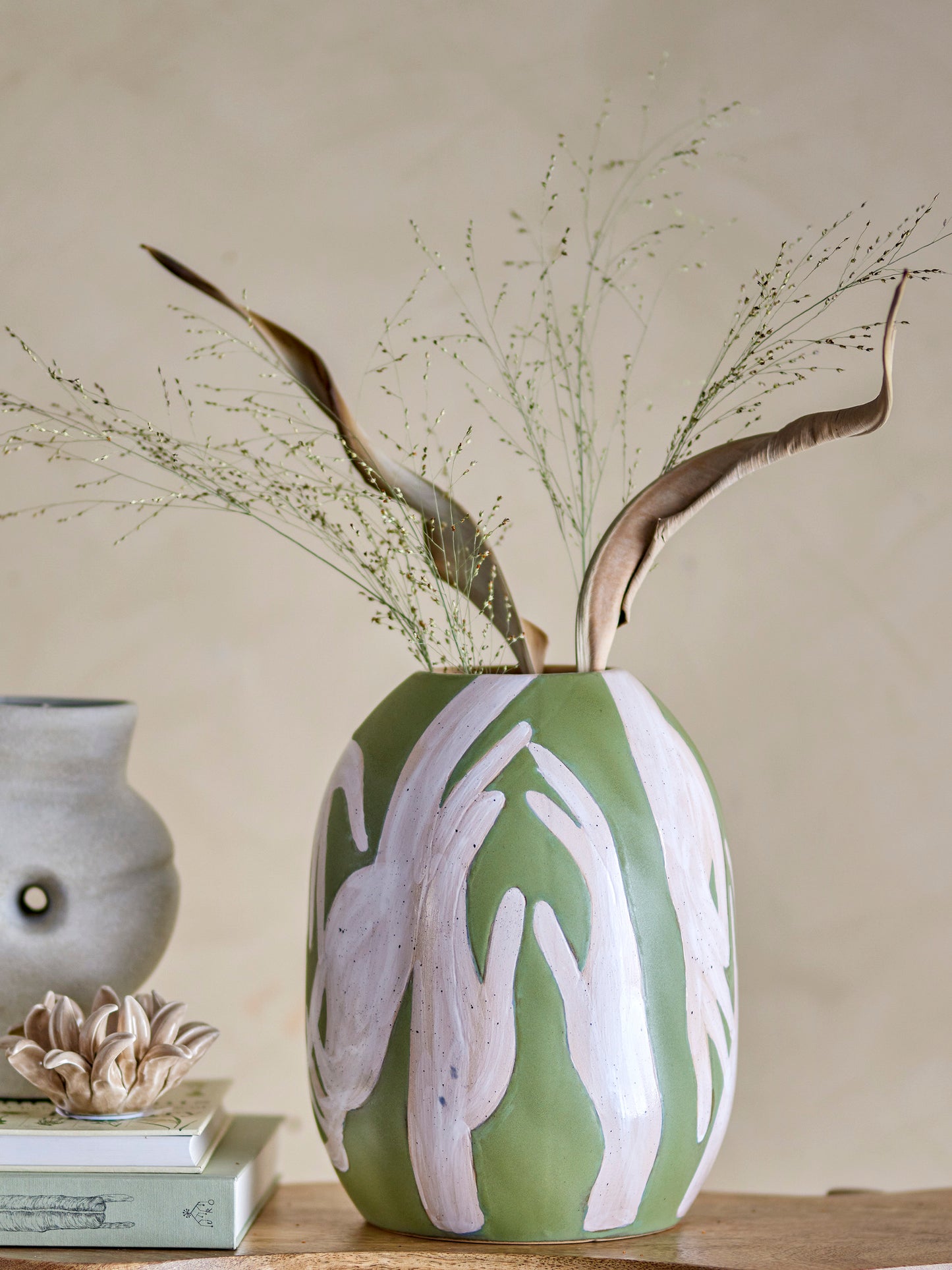 Adalena Deco Vase, Green, Stoneware