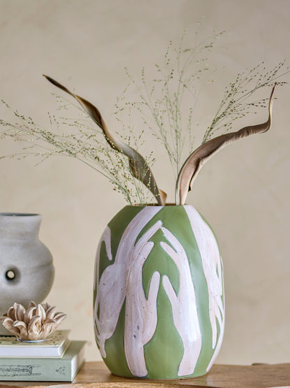 Adalena Deco Vase, Green, Stoneware