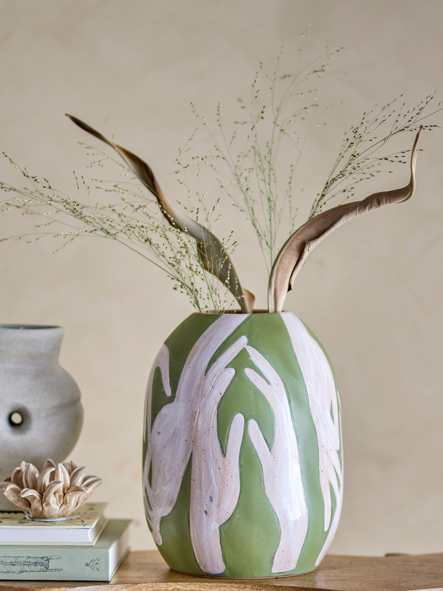 Adalena Deco Vase, Green, Stoneware