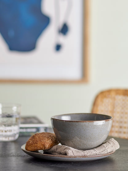 Sandrine Breakfast Set, Grey, Stoneware