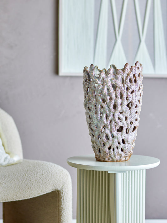 Eunice Deco Vase, White, Stoneware