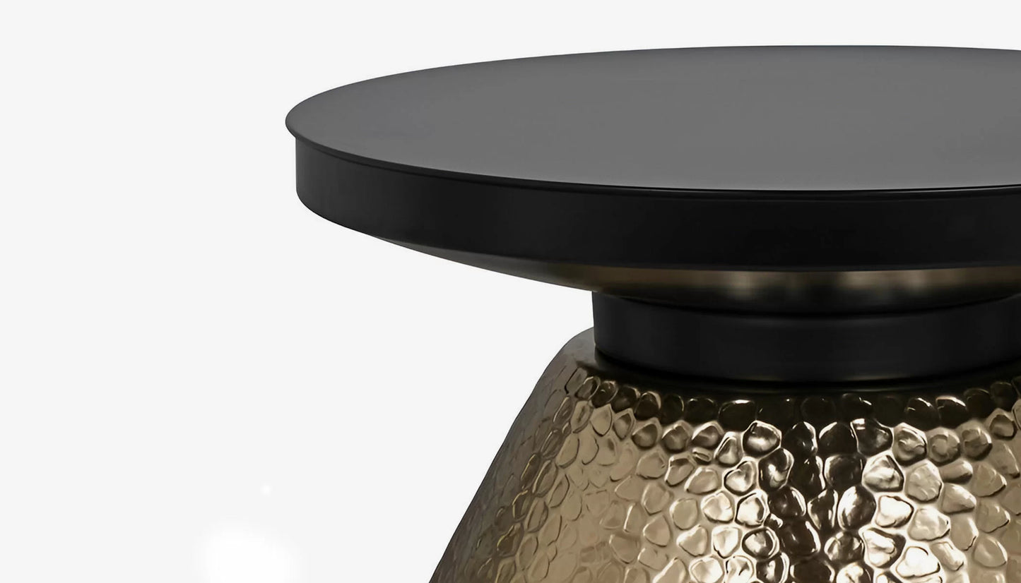 Freddie Round Coffee Table in Gold & Black Finish