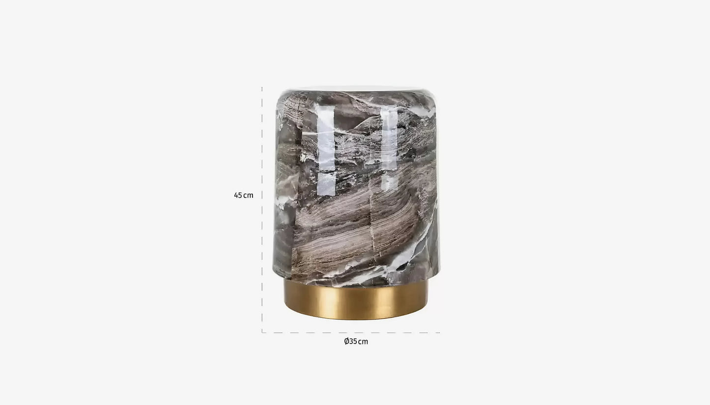 Axelle Small Side Table in Marble Effect & Gold Finish