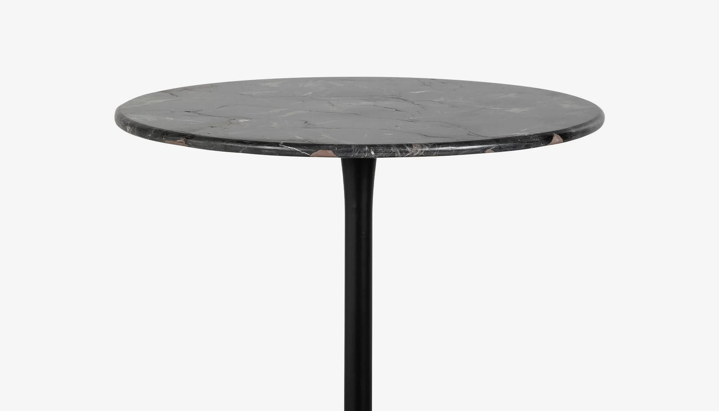 Carlten 2 Seat Round Bistro Table in Black Marble & Black Finish