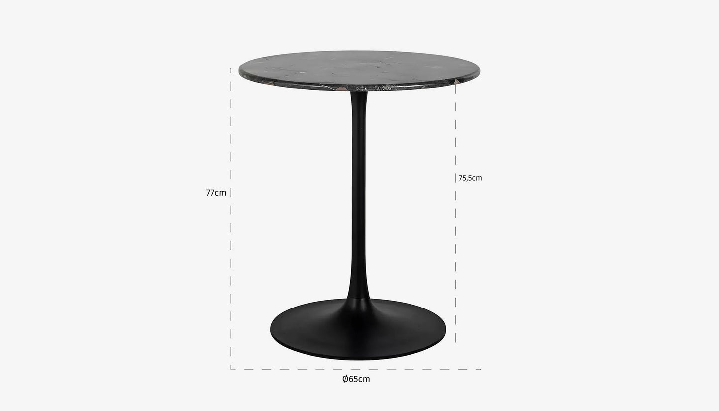 Carlten 2 Seat Round Bistro Table in Black Marble & Black Finish
