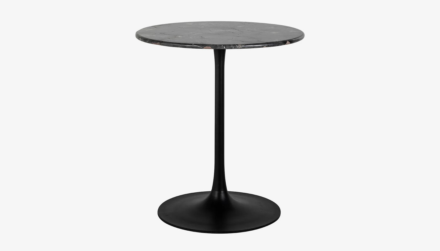 Carlten 2 Seat Round Bistro Table in Black Marble & Black Finish