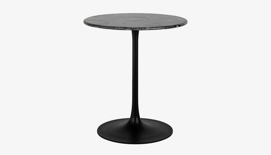 Carlten 2 Seat Round Bistro Table in Black Marble & Black Finish