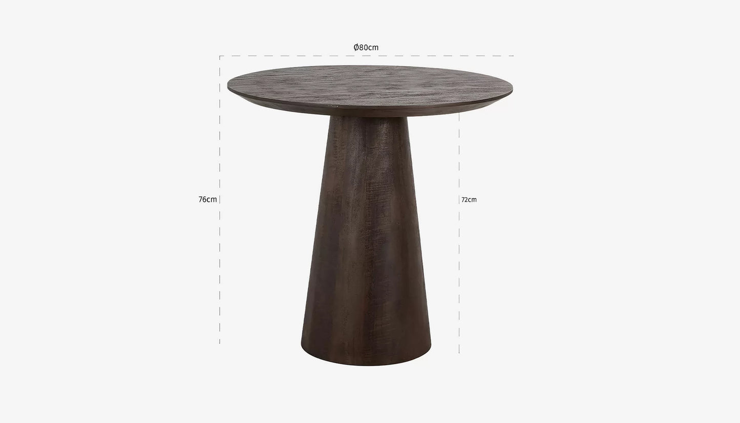 Willow 2 Seat Round Bistro Table in Dark Brown Mango Wood