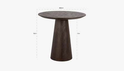 Willow 2 Seat Round Bistro Table in Dark Brown Mango Wood