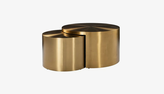 Big & Rich Set of 2 Coffee Table in Brushed Gold