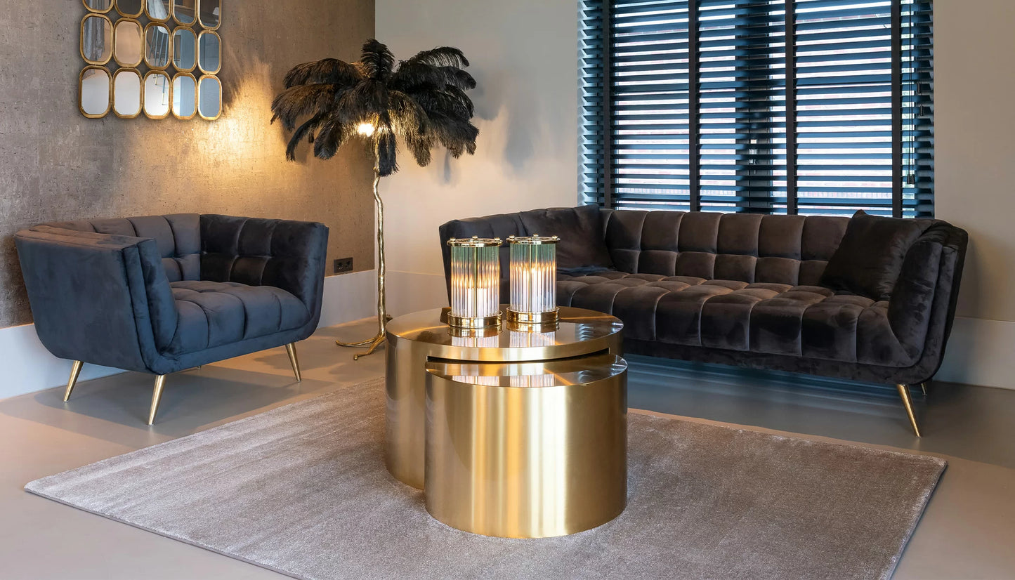 Big & Rich Set of 2 Coffee Table in Brushed Gold